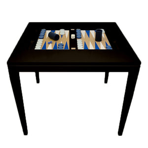 Square Lacquer Backgammon Table - Black (Additional Colors Available)