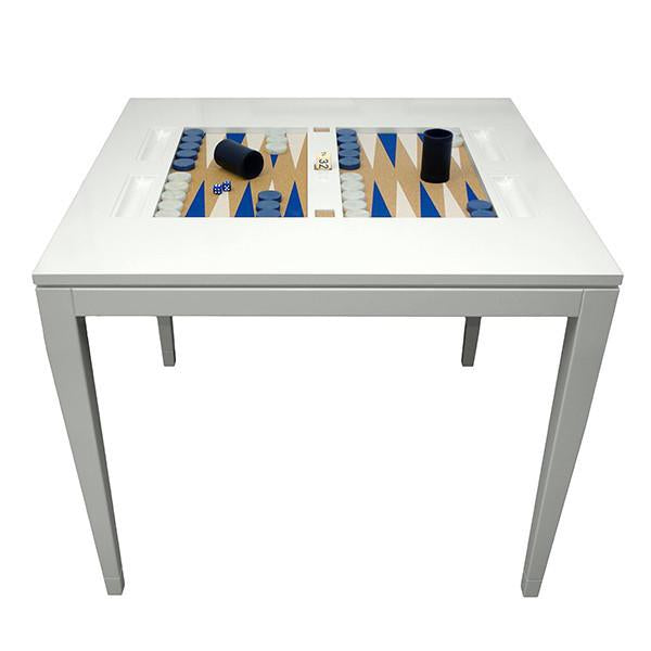Square Lacquer Backgammon Table - White (Additional Colors Available)