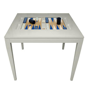 Square Lacquer Backgammon Table - Grey (Additional Colors Available)