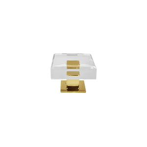 Baker Square Acrylic & Brass Cabinet Knob