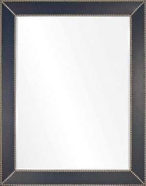 Blue Leather & Silver Nailhead Mirror - Available in 4 Sizes