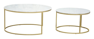 Daniel Nesting Coffee Tables White & Gold