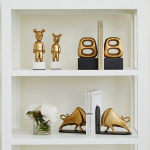 Iron & Bronze Bookends in Gold Leaf | Bisoni Collection | Villa & House