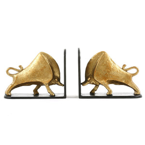 Iron & Bronze Bookends in Gold Leaf | Bisoni Collection | Villa & House