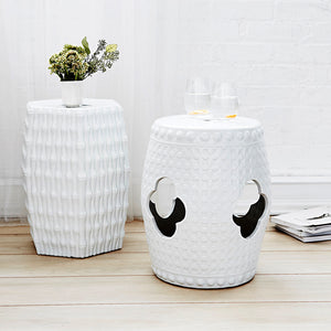 Indoor/Outdoor Porcelain Bamboo Stool/Side Table | Burma Collection | Villa & House
