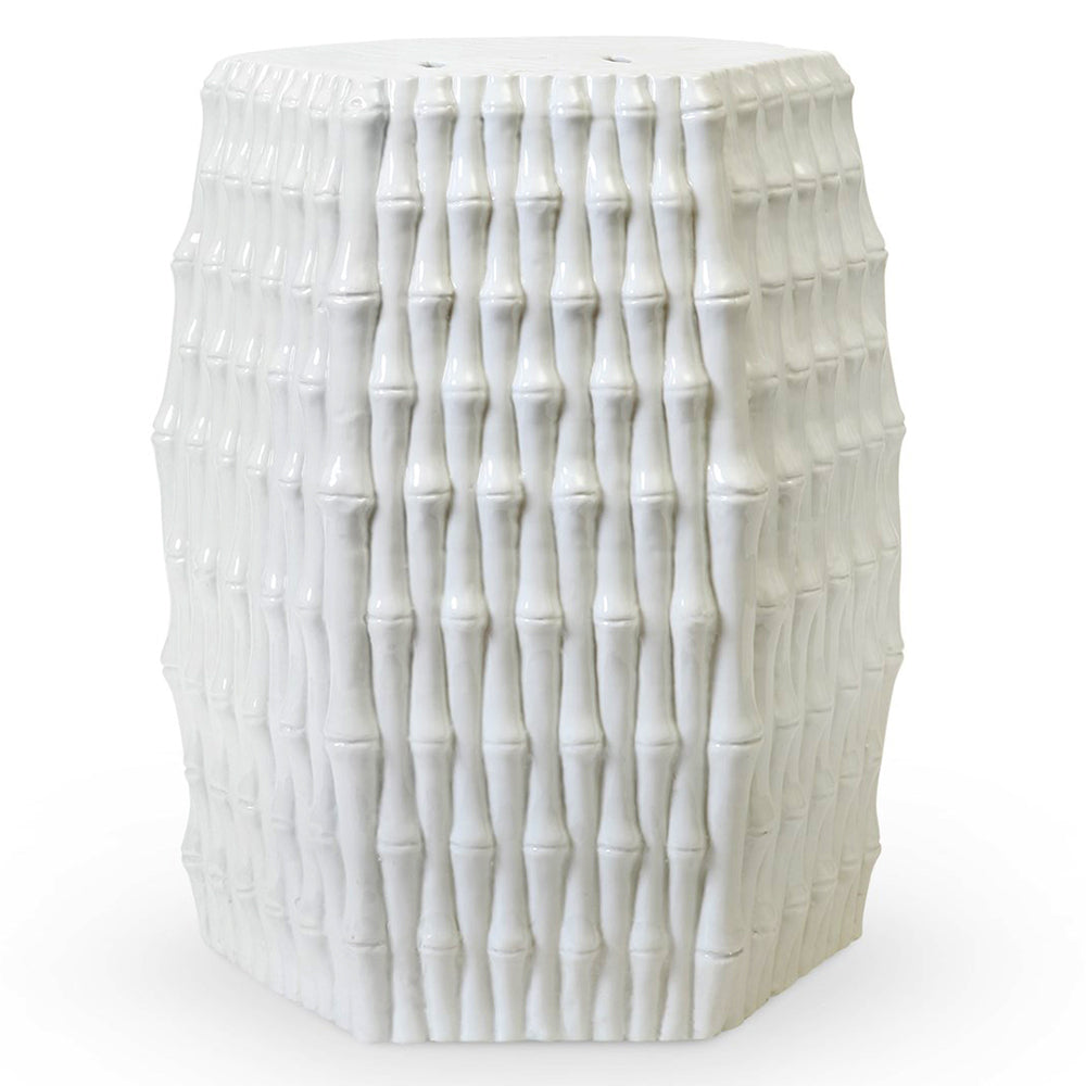 Indoor/Outdoor Porcelain Bamboo Stool/Side Table | Burma Collection | Villa & House