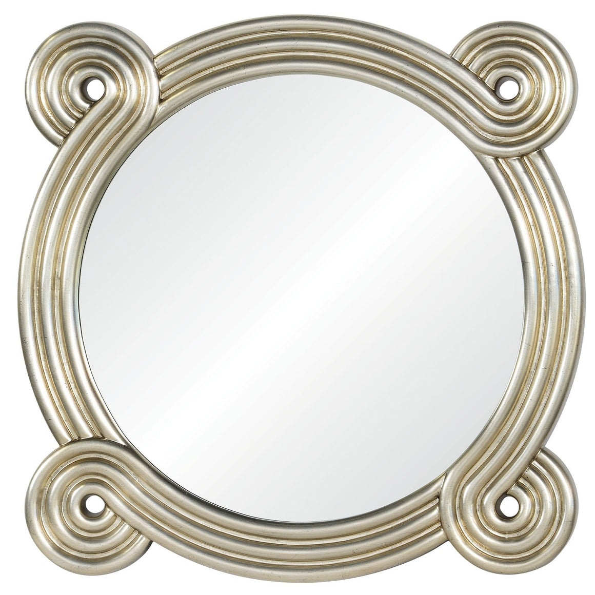 Distressed Silver Leaf Round Mirror