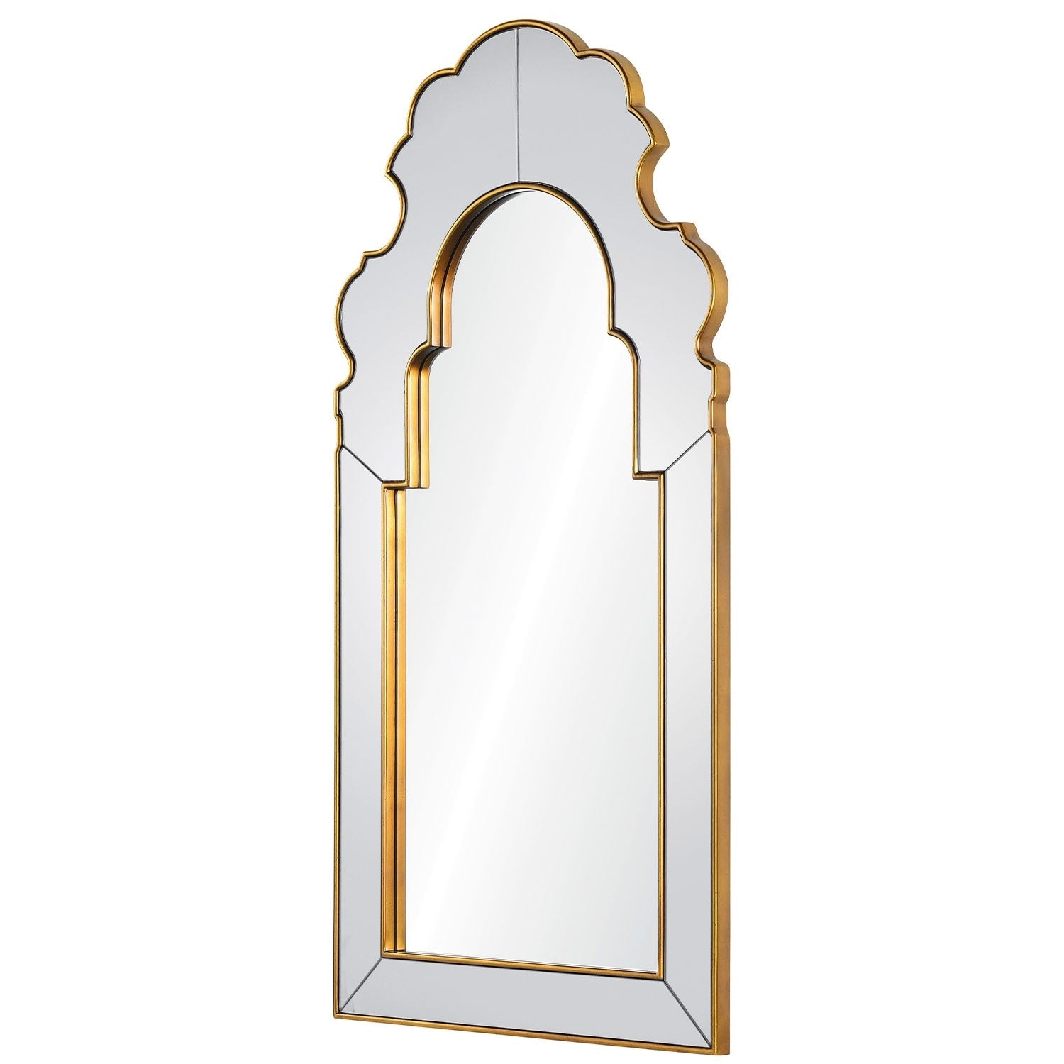 Ornate Queen Anne Mirror - Distressed Gold Leaf