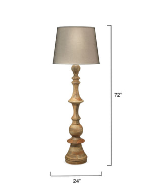 Budapest Floor Lamp in Natural Wood with Extra Large Open Cone Shade in Natural Linen