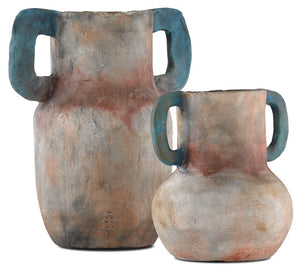Currey and Company Arcadia Vase Set- Sand/Teal/Red