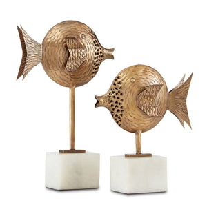Cici Brass Fish Set of 2- Antique Brass/Marble
