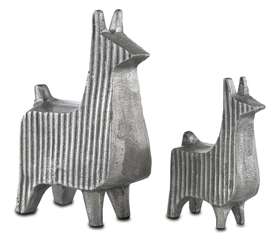 Currey and Company Cria Silver Antique Llama Set