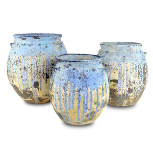 Cinisi Medium Antique Blue Drip Planter