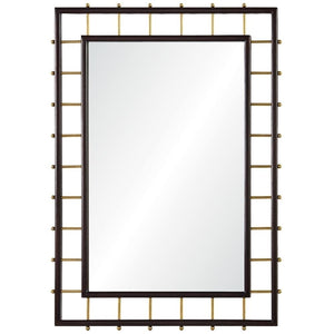 Open Frame Mirror - Dark Mahogany & Burnished Brass