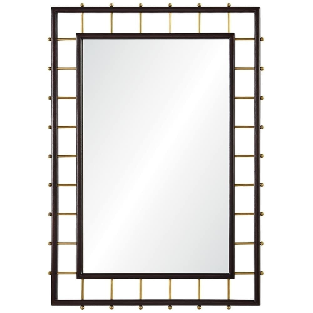 Open Frame Mirror - Dark Mahogany & Burnished Brass