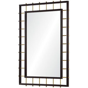 Open Frame Mirror - Dark Mahogany & Burnished Brass