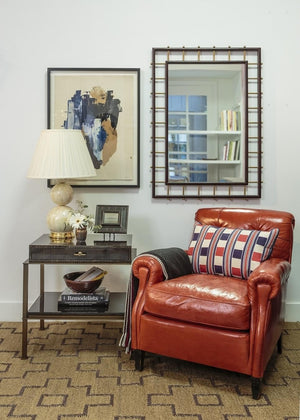 Open Frame Mirror - Dark Mahogany & Burnished Brass