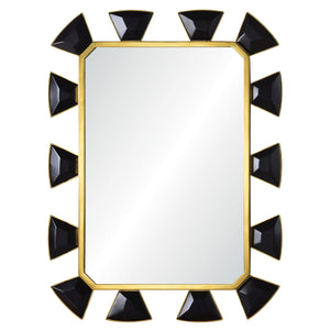 Black Leather Baguette & Brass Framed Mirror