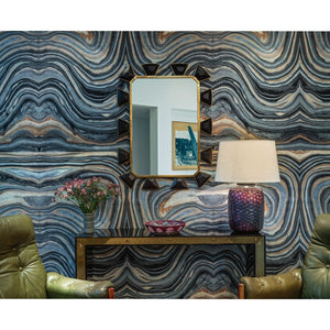 Black Leather Baguette & Brass Framed Mirror