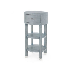 1-Drawer Round Side Table - Gray and Nickel | Claudette Collection | Villa & House