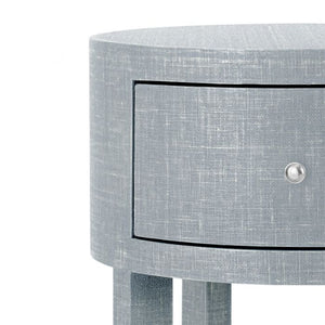 1-Drawer Round Side Table - Gray and Nickel | Claudette Collection | Villa & House