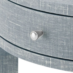 1-Drawer Round Side Table - Gray and Nickel | Claudette Collection | Villa & House