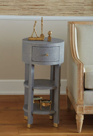 1-Drawer Round Side Table - Gray and Brass | Claudette Collection | Villa & House