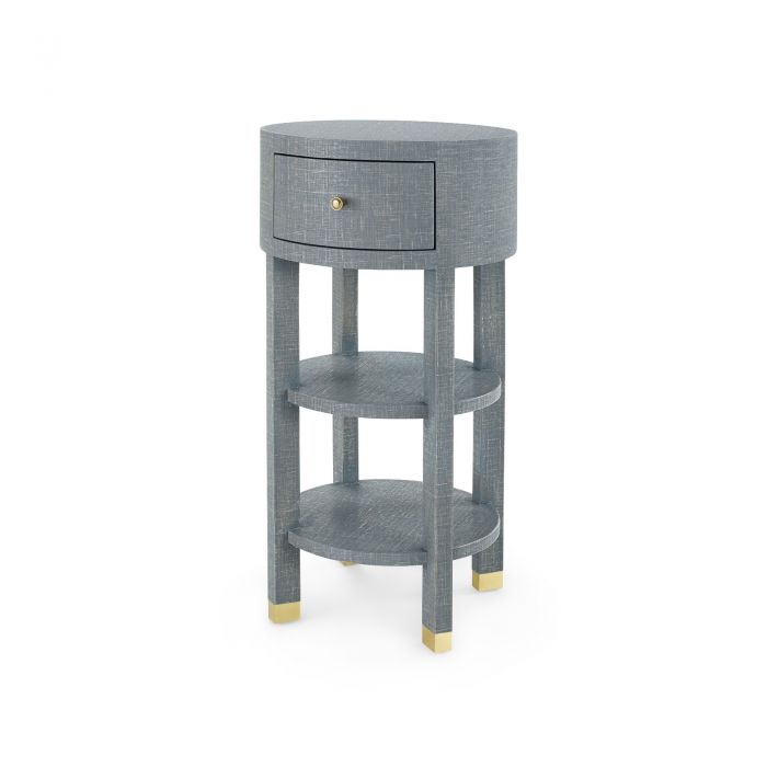 1-Drawer Round Side Table - Gray and Brass | Claudette Collection | Villa & House