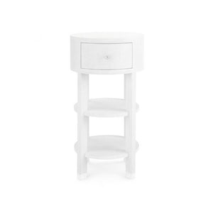 1-Drawer Round Side Table - White and Nickel | Claudette Collection | Villa & House