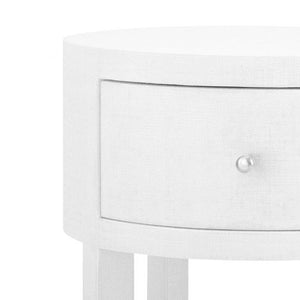 1-Drawer Round Side Table - White and Nickel | Claudette Collection | Villa & House
