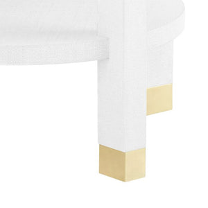 1-Drawer Round Side Table - White and Brass | Claudette Collection | Villa & House