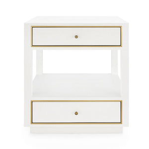 2-Drawer Lacquered Linen Side Table in White | Carmen Collection | Villa & House