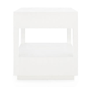 2-Drawer Lacquered Linen Side Table in White | Carmen Collection | Villa & House