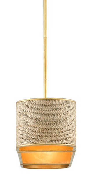 Tenby Oval Chandelier - Contemporary Gold Leaf/Abaca Rope