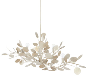 Currey and Company Lunaria Oval Chandelier - Contemporary Silver Leaf