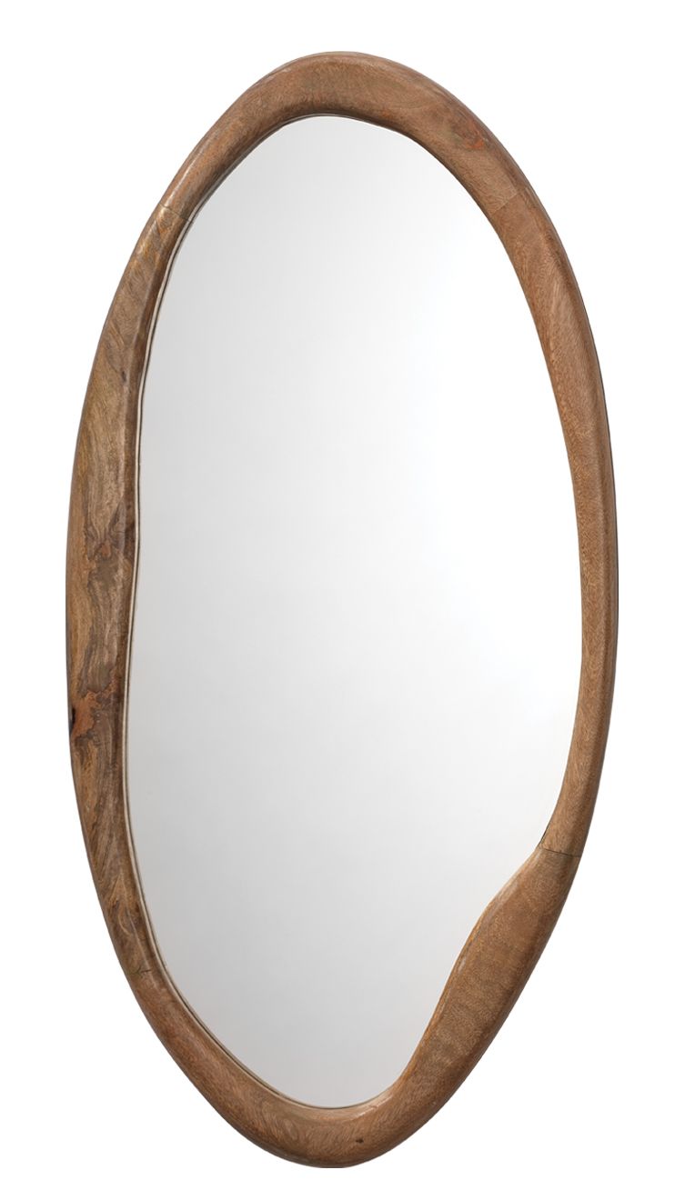 Organic Oval Mirror in Natural Wood