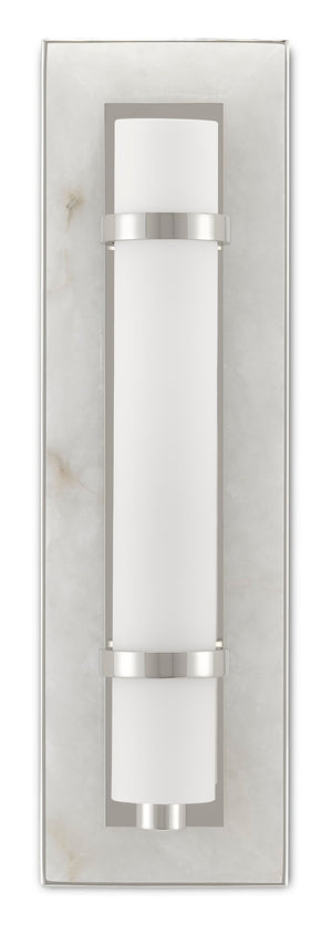 Currey and Company Bruneau Nickel Wall Sconce - Natural Alabaster/Polished Nickel/Opaque/White
