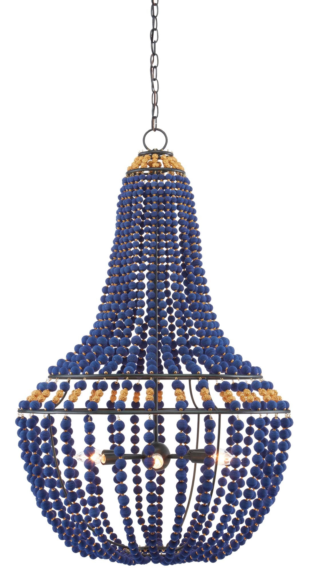 Currey and Company Penelope Chandelier - Antique Black/Blue/Gold