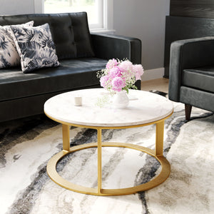 Helena Marble Coffee Table White & Gold