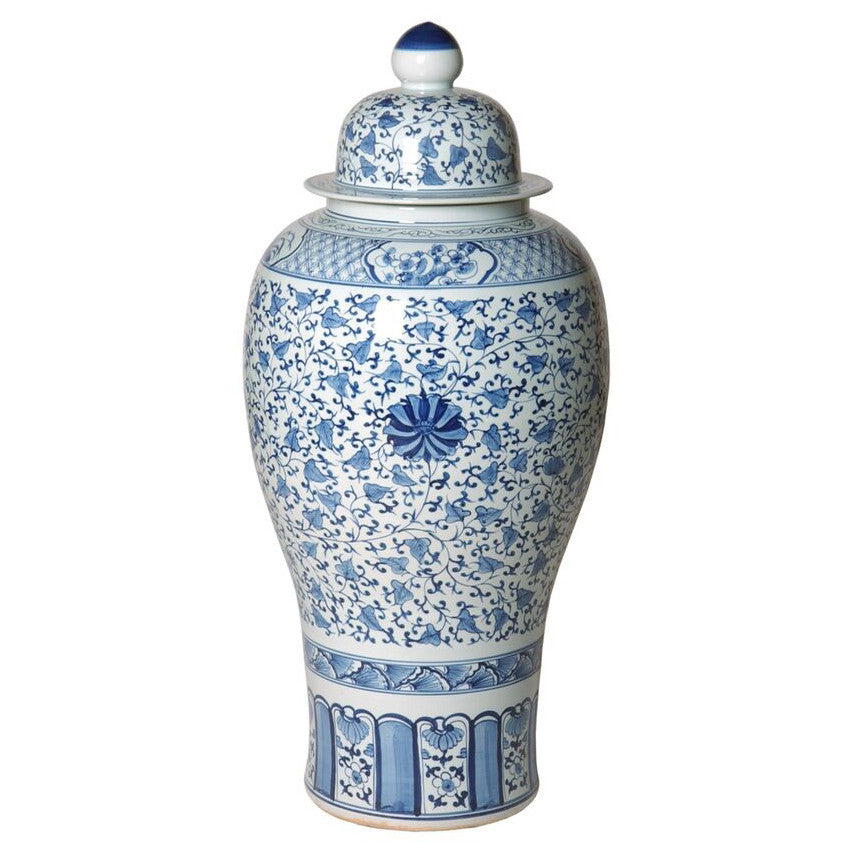 Decor - Chinese Peony Chinoiserie Jar - Blue & White