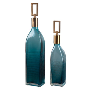 Decor - Sea Blue Decorative Bottles – Set Of 2