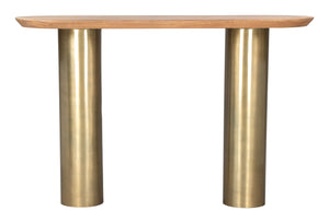 Vuite Console Table Natural & Brass