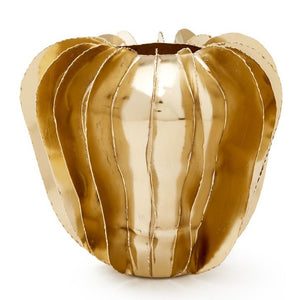 Polished Brass Organic Vase with Fins | Doral Collection | Villa & House