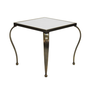 Worlds Away Mosley Square Side Table with Antique Mirror Top - Bronze