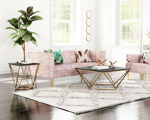 Verona Marble Coffee Table Black & Antique Brass
