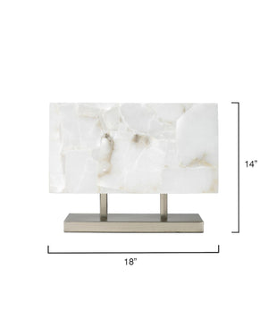Rectangular Alabaster and Silver Table Lamp