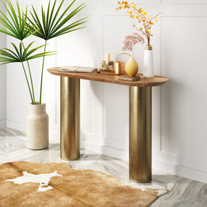 Vuite Console Table Natural & Brass