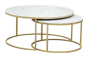 Daniel Nesting Coffee Tables White & Gold