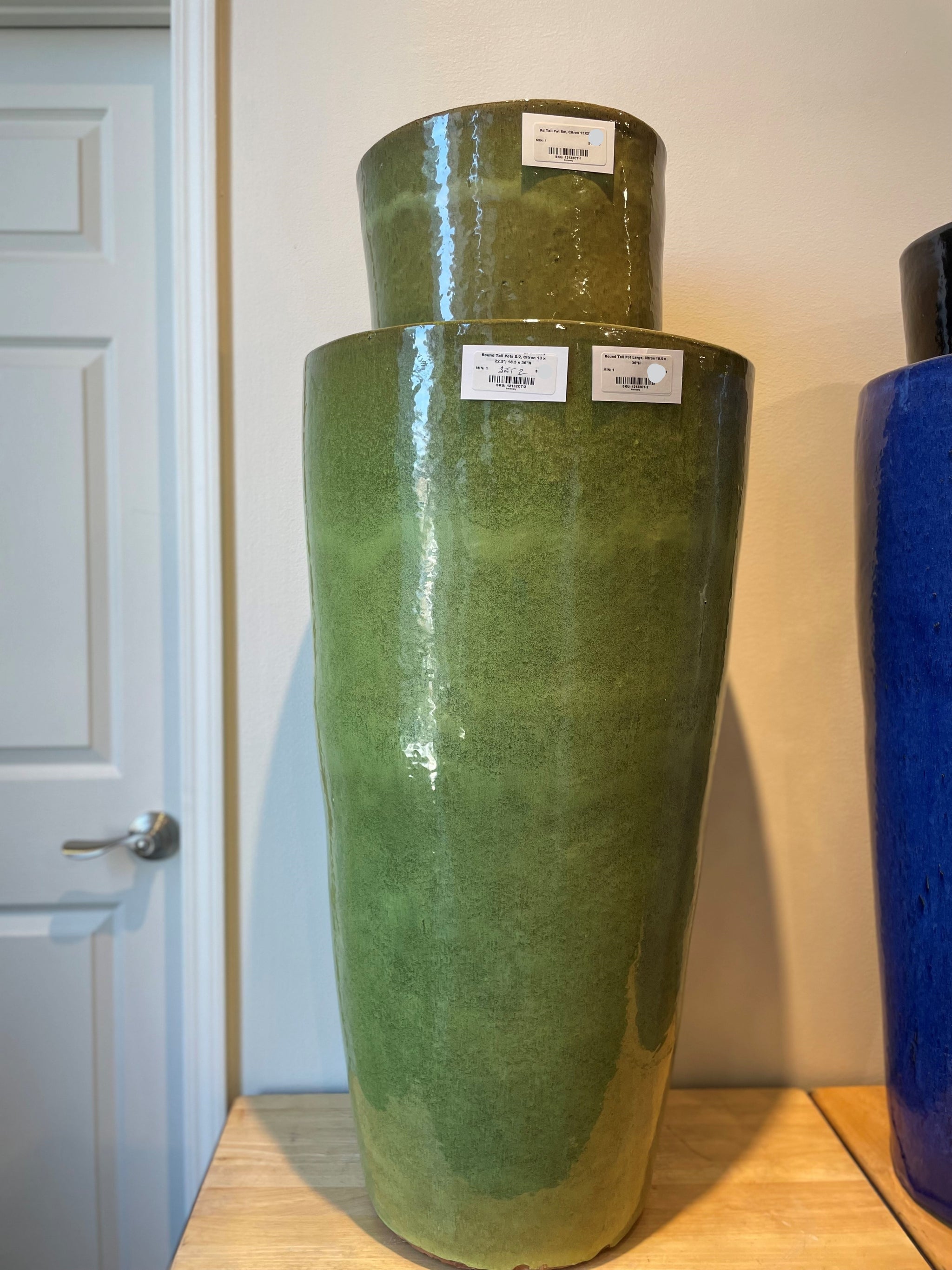 extra large yellow plant pot Large Tall Cylinder Planter - Citron Yellow