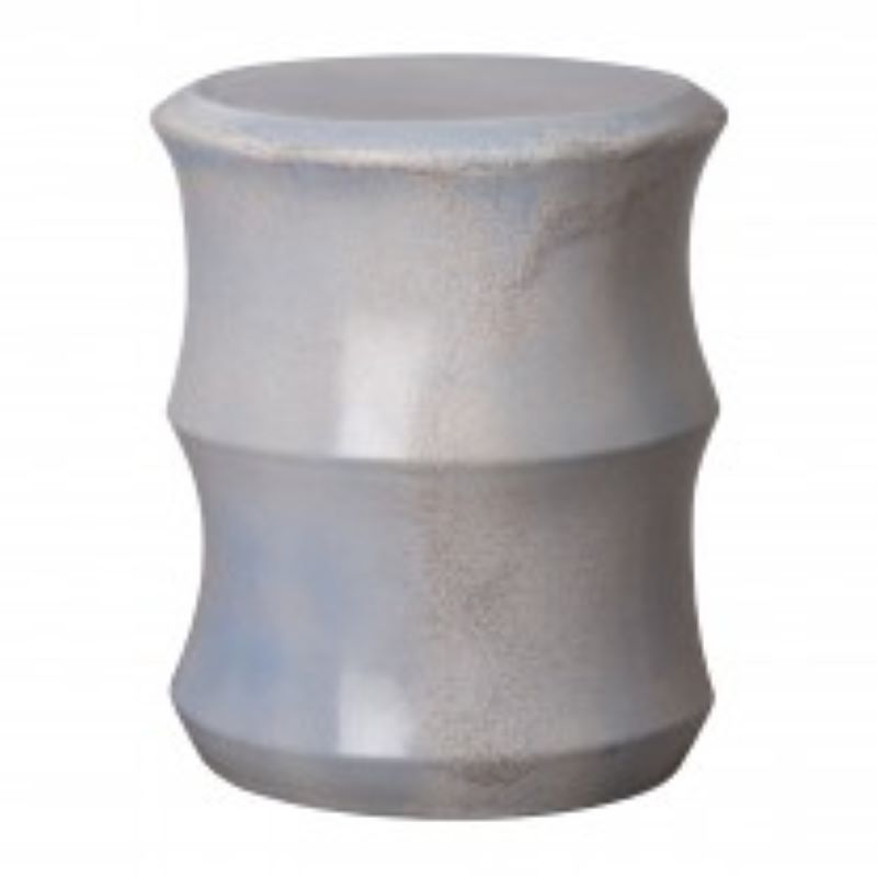 Scope Ceramic Garden Stool-Glossy Light Gray